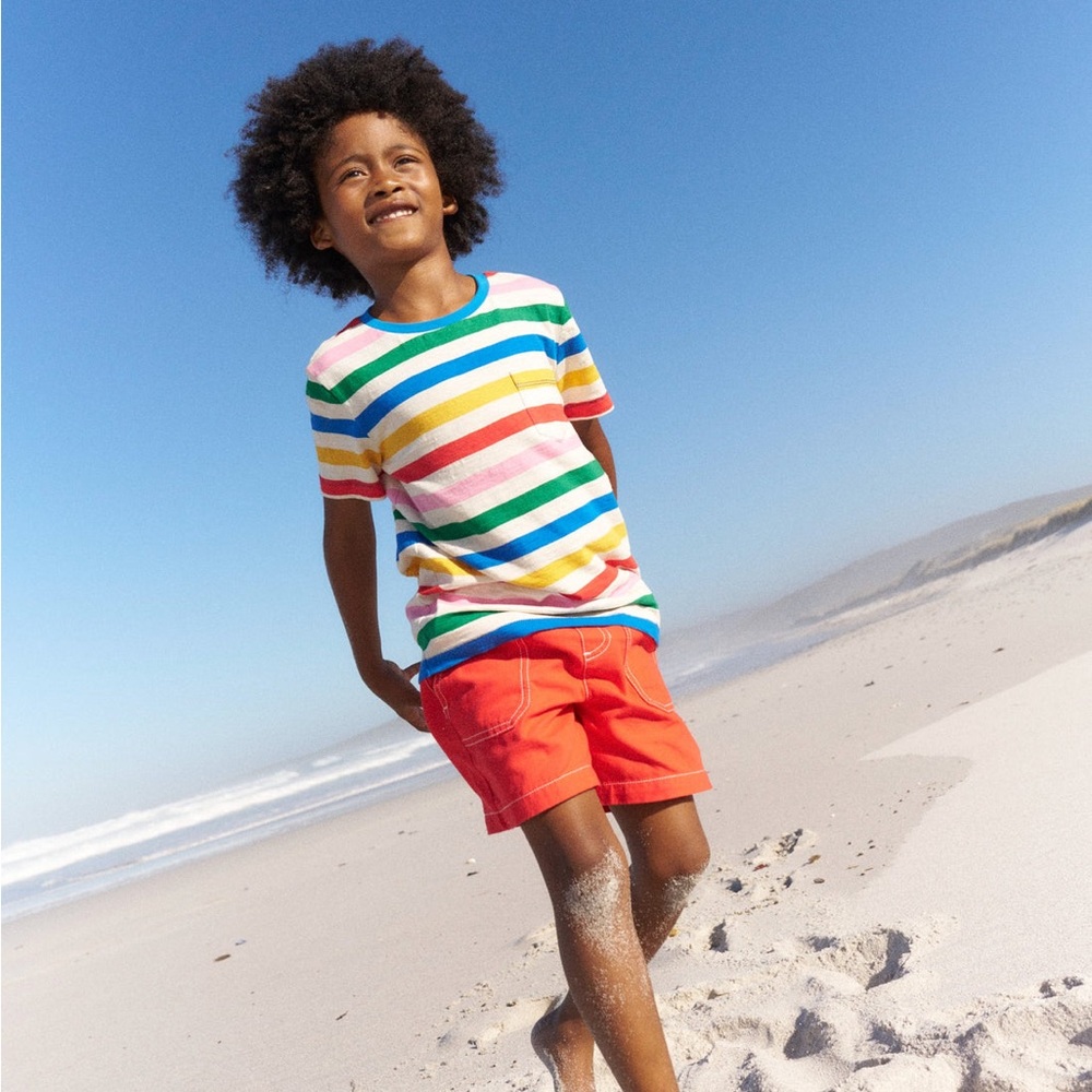 BODEN‎ Everyday Short Sleeve T-Shirt Striped Multi Color size 3-4Y New With Tags